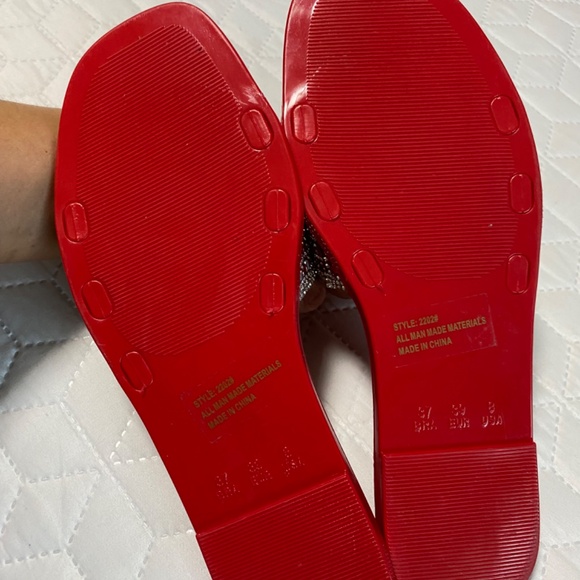 BLING SANDALS RED AND BLACK SIZE 8 - Picture 3 of 8